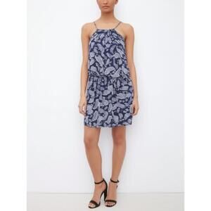 Blue Rain Womens Navy Paisley Dress Size L Spaghetti Strap Elastic Waist